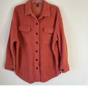 ⚡️Wild Fable Salmon Pink Teddy Loop Fleece Button Front Jacket